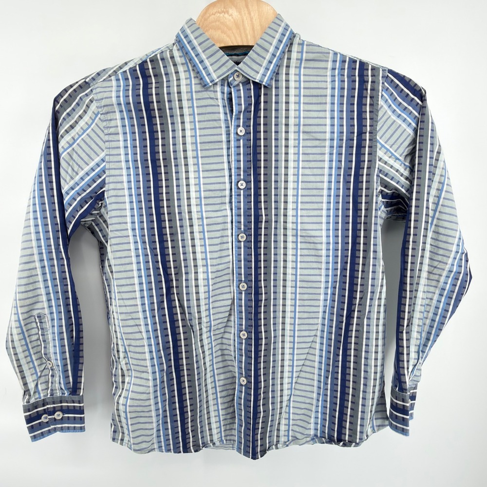 Tommy Bahama Button Down Shirt Mens Large Blue Striped Pima Cotton Long Sleeve - Picture 1 of 4